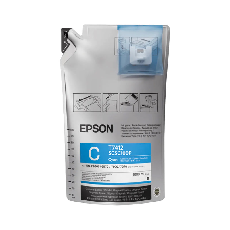 Tinta Epson 1000ML para F6070 F6200 F7070 F7170 F7200 F9200 F9370 Ciano T741220