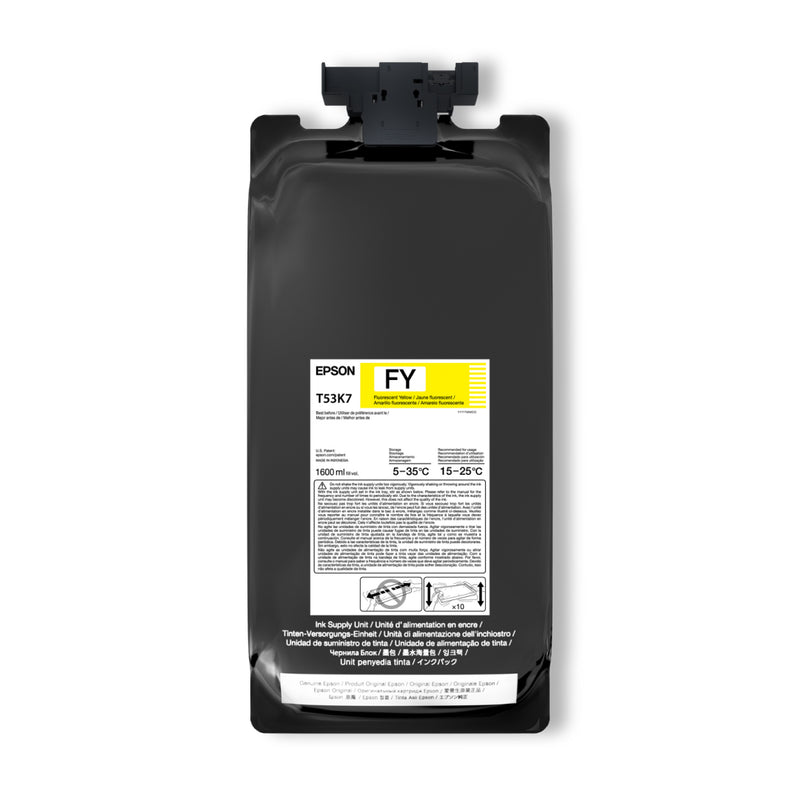 Tinta Epson Bag 1600ML para F6470H F6470 F9570 F9570H Amarelo Fluorescente T53K720